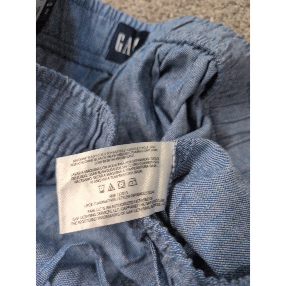 Gap Womens Small Blue Crosshatch Linen Blend Elastic Waist Drawstring Shorts NEW - Picture 4 of 10